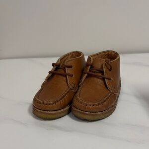 Toddler Brown Leather Moccasin Lace-Up Shoes